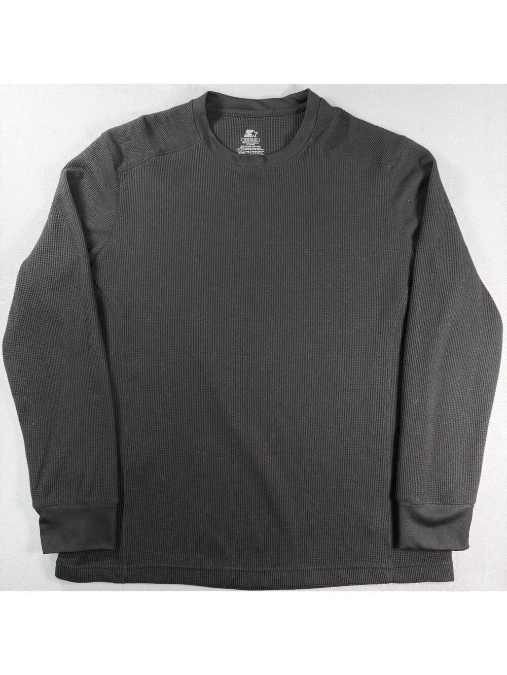 Starter Waffle Knit Thermal Shirt Charcoal Gray Long Sleeve Mens XL 46-48